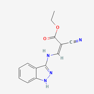 molecular formula C13H12N4O2 B8005974 Ethyl 2-cyano-3-(1H-indazol-3-ylamino)acrylate 