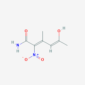 molecular formula C7H10N2O4 B8005979 5-Hydroxy-3-methyl-2-nitrohexa-2,4-dienamide 