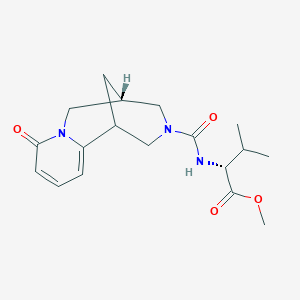 molecular formula C18H25N3O4 B8005987 methyl (2R)-3-methyl-2-[[(9S)-6-oxo-7,11-diazatricyclo[7.3.1.02,7]trideca-2,4-diene-11-carbonyl]amino]butanoate 
