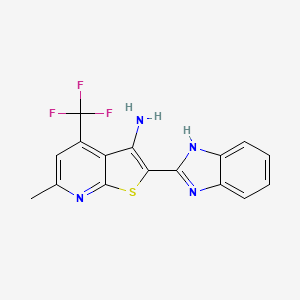 molecular formula C16H11F3N4S B8006012 2-(1H-benzimidazol-2-yl)-6-methyl-4-(trifluoromethyl)thieno[2,3-b]pyridin-3-amine 