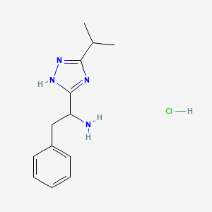 molecular formula C13H19ClN4 B8006020 1-(3-isopropyl-1H-1,2,4-triazol-5-yl)-2-phenylethanamine hydrochloride 