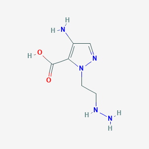 molecular formula C6H11N5O2 B8006059 4-amino-1-(2-hydrazinylethyl)-1H-pyrazole-5-carboxylic acid 