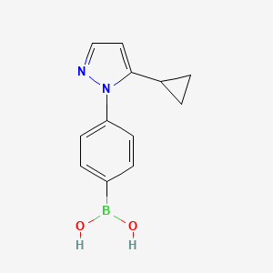 molecular formula C12H13BN2O2 B8006068 [4-(5-cyclopropyl-1H-pyrazol-1-yl)phenyl]boronic acid 