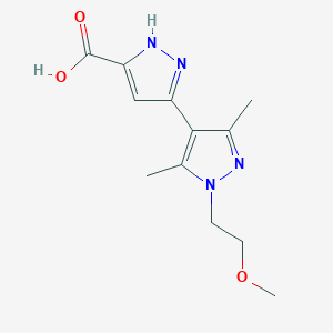 molecular formula C12H16N4O3 B8006100 1'-(2-methoxyethyl)-3',5'-dimethyl-1'H,2H-3,4'-bipyrazole-5-carboxylic acid 