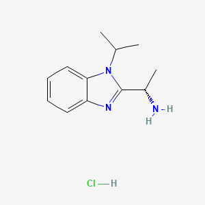 molecular formula C12H18ClN3 B8006111 (1S)-1-(1-propan-2-ylbenzimidazol-2-yl)ethanamine;hydrochloride 