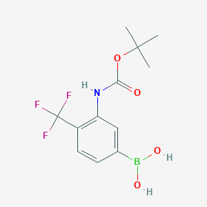 molecular formula C12H15BF3NO4 B8006155 3-(t-Butoxycarbonyl)amino-4-(trifluoromethyl)phenylboronic acid 