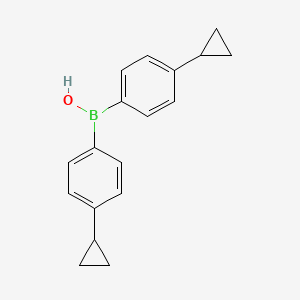 molecular formula C18H19BO B8006171 Bis(4-cyclopropylphenyl)borinic acid 