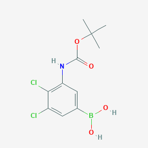 molecular formula C11H14BCl2NO4 B8006178 (3-{[(Tert-butoxy)carbonyl]amino}-4,5-dichlorophenyl)boronic acid 