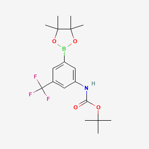 molecular formula C18H25BF3NO4 B8006197 tert-Butyl (3-(4,4,5,5-tetramethyl-1,3,2-dioxaborolan-2-yl)-5-(trifluoromethyl)phenyl)carbamate 