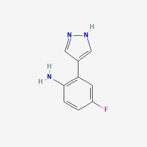 molecular formula C9H8FN3 B8006261 4-Fluoro-2-(1H-pyrazol-4-YL)aniline 