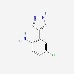 molecular formula C9H8ClN3 B8006279 4-Chloro-2-(1H-pyrazol-4-YL)aniline 