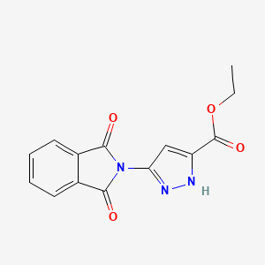 molecular formula C14H11N3O4 B8006312 Ethyl 3-(1,3-dioxoisoindolin-2-yl)-1H-pyrazole-5-carboxylate 