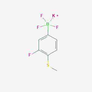 molecular formula C7H6BF4KS B8006333 Potassium trifluoro(3-fluoro-4-(methylthio)phenyl)borate 