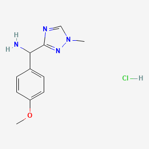 molecular formula C11H15ClN4O B8006352 (4-methoxyphenyl)(1-methyl-1H-1,2,4-triazol-3-yl)methanamine hydrochloride 