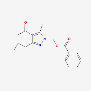 (3,6,6-Trimethyl-4-oxo-4,5,6,7-tetrahydro-2H-indazol-2-yl)methyl benzoate