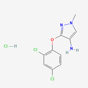 molecular formula C10H10Cl3N3O B8006870 3-(2,4-Dichlorophenoxy)-1-methyl-1H-pyrazol-4-amine hydrochloride 
