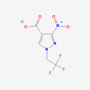 molecular formula C6H4F3N3O4 B8006883 3-Nitro-1-(2,2,2-trifluoroethyl)-1H-pyrazole-4-carboxylic acid 