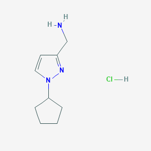 molecular formula C9H16ClN3 B8007032 (1-Cyclopentylpyrazol-3-yl)methanamine;hydrochloride 
