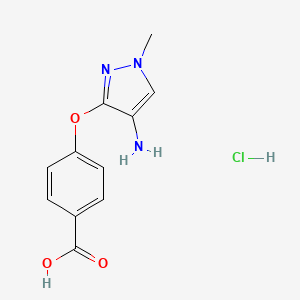 molecular formula C11H12ClN3O3 B8007035 4-[(4-Amino-1-methyl-1H-pyrazol-3-yl)oxy]benzoic acid hydrochloride 