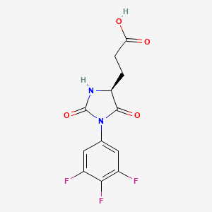 molecular formula C12H9F3N2O4 B8007122 (S)-3-(2,5-dioxo-1-(3,4,5-trifluorophenyl)imidazolidin-4-yl)propanoic acid 