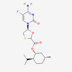 molecular formula C18H26FN3O4S B8007168 [(1R,2S,5R)-5-methyl-2-propan-2-ylcyclohexyl] (5S)-5-(4-amino-5-fluoro-2-oxopyrimidin-1-yl)-1,3-oxathiolane-2-carboxylate 