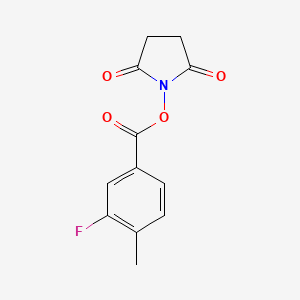 molecular formula C12H10FNO4 B8007304 2,5-Dioxopyrrolidin-1-yl 3-fluoro-4-methylbenzoate 
