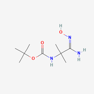 molecular formula C9H19N3O3 B8007481 (Z)-tert-Butyl 1-amino-1-(hydroxyimino)-2-methylpropan-2-ylcarbamate 
