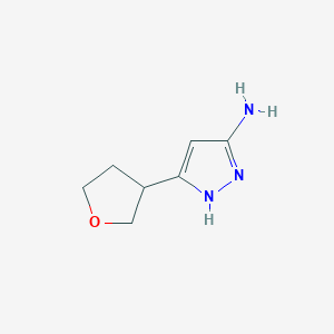 molecular formula C7H11N3O B8007488 3-(oxolan-3-yl)-1H-pyrazol-5-amine 
