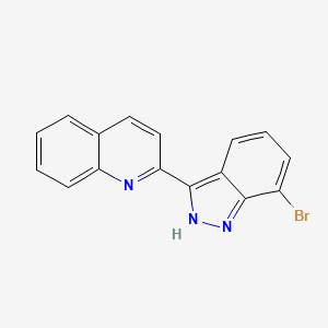 molecular formula C16H10BrN3 B8007604 2-(7-bromo-1H-indazol-3-yl)quinoline 