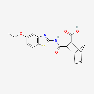 molecular formula C18H18N2O4S B8007676 3-[(5-Ethoxy-1,3-benzothiazol-2-yl)carbamoyl]bicyclo[2.2.1]hept-5-ene-2-carboxylic acid 