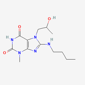 molecular formula C13H21N5O3 B8007695 8-(Butylamino)-7-(2-hydroxypropyl)-3-methylpurine-2,6-dione 