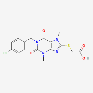 molecular formula C16H15ClN4O4S B8007709 2-[1-[(4-Chlorophenyl)methyl]-3,7-dimethyl-2,6-dioxopurin-8-yl]sulfanylacetic acid 