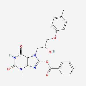 molecular formula C23H22N4O6 B8007719 [7-[2-Hydroxy-3-(4-methylphenoxy)propyl]-3-methyl-2,6-dioxopurin-8-yl] benzoate 