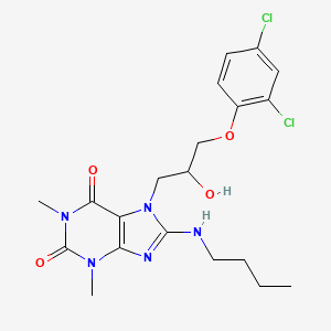 molecular formula C20H25Cl2N5O4 B8007721 8-(Butylamino)-7-[3-(2,4-dichlorophenoxy)-2-hydroxypropyl]-1,3-dimethylpurine-2,6-dione 
