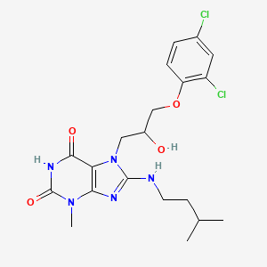 molecular formula C20H25Cl2N5O4 B8007729 7-[3-(2,4-Dichlorophenoxy)-2-hydroxypropyl]-3-methyl-8-(3-methylbutylamino)purine-2,6-dione 