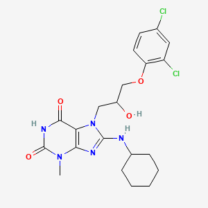 molecular formula C21H25Cl2N5O4 B8007742 8-(Cyclohexylamino)-7-[3-(2,4-dichlorophenoxy)-2-hydroxypropyl]-3-methylpurine-2,6-dione 