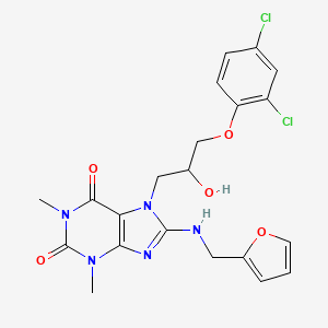 molecular formula C21H21Cl2N5O5 B8007750 7-[3-(2,4-Dichlorophenoxy)-2-hydroxypropyl]-8-(furan-2-ylmethylamino)-1,3-dimethylpurine-2,6-dione 