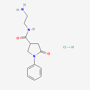 molecular formula C13H18ClN3O2 B8007766 N-(2-aminoethyl)-5-oxo-1-phenylpyrrolidine-3-carboxamide;hydrochloride 