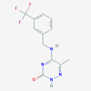 molecular formula C12H11F3N4O B8007800 6-methyl-5-[[3-(trifluoromethyl)phenyl]methylamino]-2H-1,2,4-triazin-3-one 