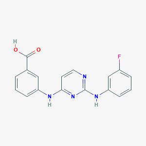 molecular formula C17H13FN4O2 B8007811 3-[[2-(3-Fluoroanilino)pyrimidin-4-yl]amino]benzoic acid 