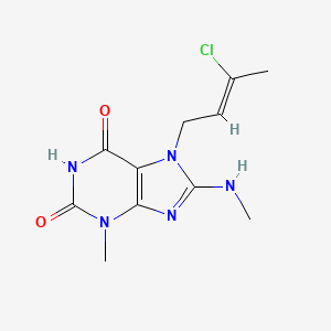 molecular formula C11H14ClN5O2 B8007906 7-[(Z)-3-chlorobut-2-enyl]-3-methyl-8-(methylamino)purine-2,6-dione 