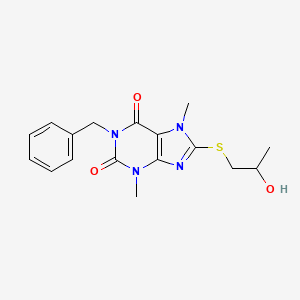 molecular formula C17H20N4O3S B8007930 1-Benzyl-8-(2-hydroxypropylsulfanyl)-3,7-dimethylpurine-2,6-dione 