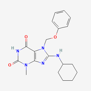 molecular formula C19H23N5O3 B8007940 8-(Cyclohexylamino)-3-methyl-7-(phenoxymethyl)purine-2,6-dione 