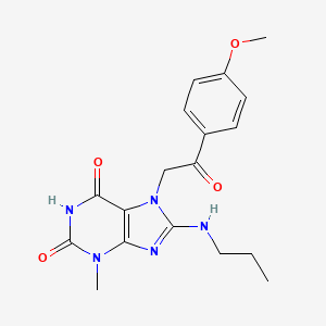 molecular formula C18H21N5O4 B8007947 7-[2-(4-Methoxyphenyl)-2-oxoethyl]-3-methyl-8-(propylamino)purine-2,6-dione 