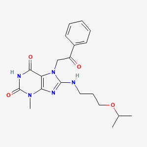 molecular formula C20H25N5O4 B8007964 3-Methyl-7-phenacyl-8-(3-propan-2-yloxypropylamino)purine-2,6-dione 