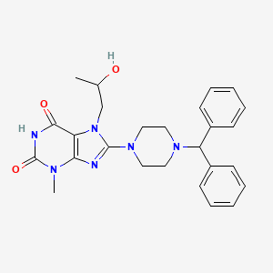 molecular formula C26H30N6O3 B8007970 8-(4-Benzhydrylpiperazin-1-yl)-7-(2-hydroxypropyl)-3-methylpurine-2,6-dione 