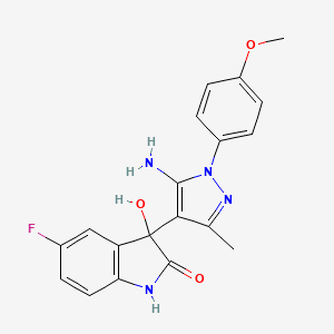 molecular formula C19H17FN4O3 B8007998 3-[5-amino-1-(4-methoxyphenyl)-3-methylpyrazol-4-yl]-5-fluoro-3-hydroxy-1H-indol-2-one 