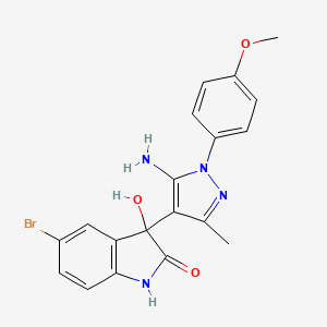 molecular formula C19H17BrN4O3 B8008011 3-[5-amino-1-(4-methoxyphenyl)-3-methylpyrazol-4-yl]-5-bromo-3-hydroxy-1H-indol-2-one 