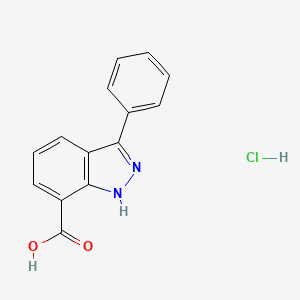 molecular formula C14H11ClN2O2 B8008100 3-phenyl-1H-indazole-7-carboxylic acid hydrochloride 