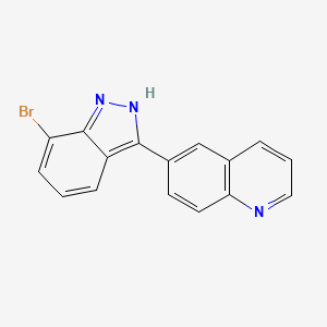 molecular formula C16H10BrN3 B8008128 6-(7-bromo-1H-indazol-3-yl)quinoline 